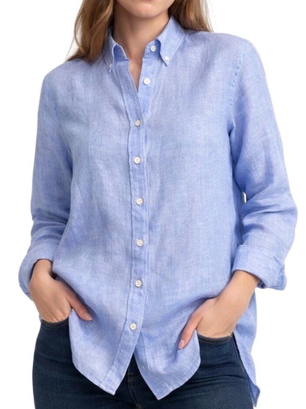 100% Linen Claridge + King Button Down Shirt Tunic Oversized Husband Shirt. L16